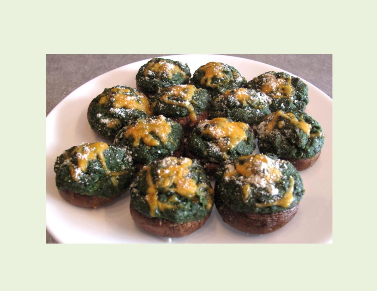 Mushroom Caps with Spinach Souffle