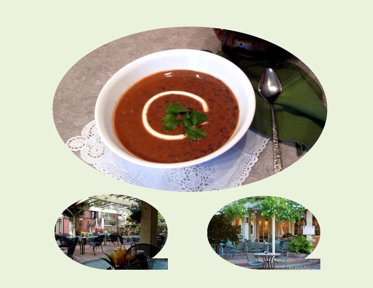 Black Bean Soup with Thai Chicken Rolls