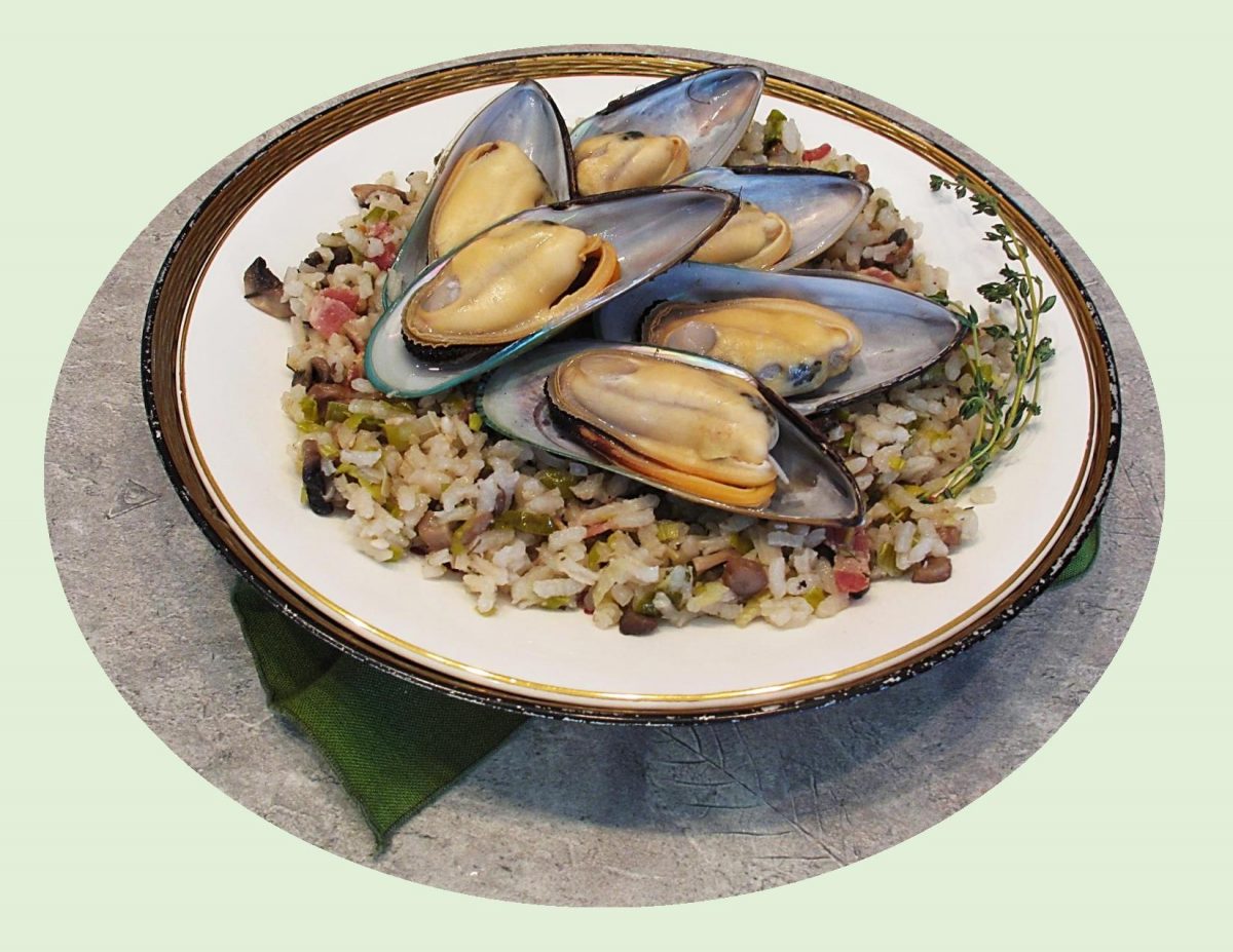 French Mussels w/ Bacon & Leek Risotto