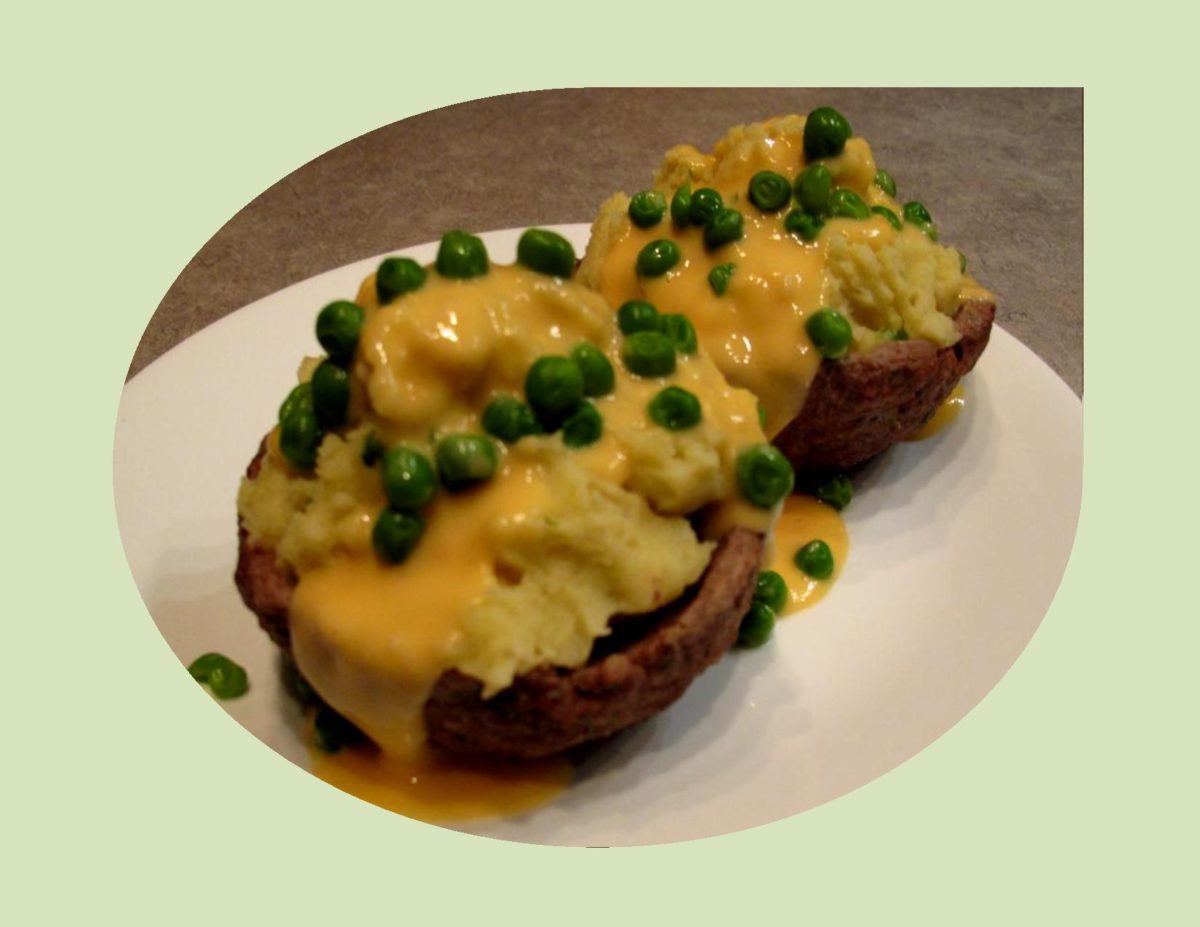 Mashed Potato-Meat Cups with Cheese ‘Gravy’