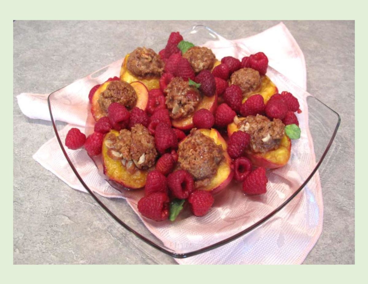 Baked Nectarines & Raspberry Dessert