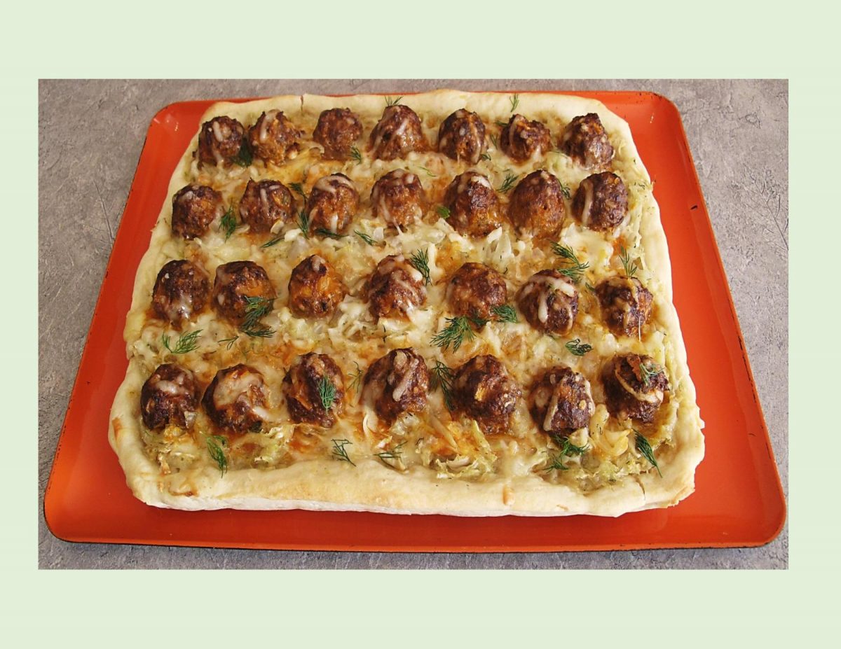 Pizza w/ Cabbage & Meatballs