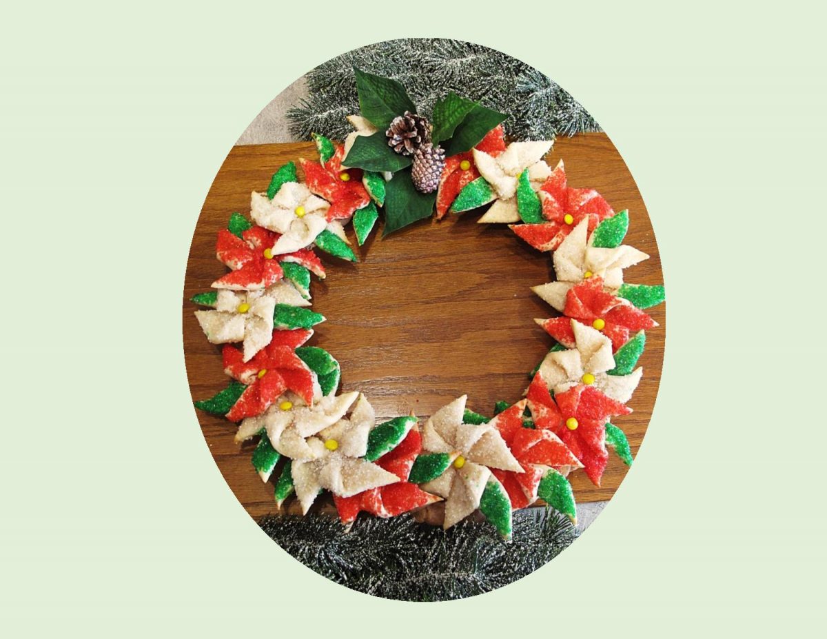 Poinsettia Cookie Wreath